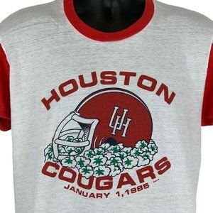 Vintage 80s 1985 Cotton Bowl University Of Houston T Shirt Cougars NCAA Large